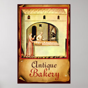 ANTIKER BACKOFEN BÄCKER, BÄCKEREI BROT LADEN POSTER
