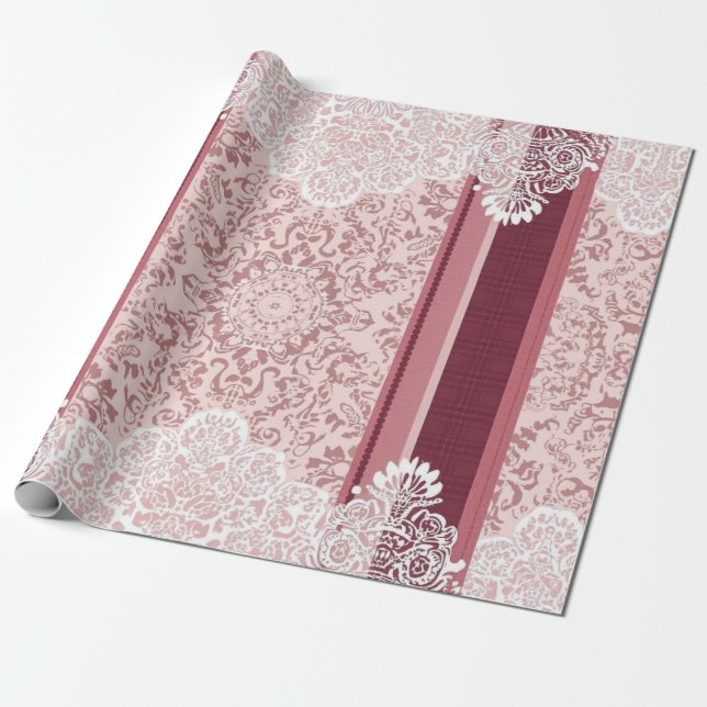 Antiker barocker Damast Geschenkpapier (Ungerollt)