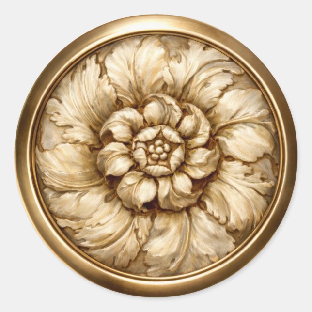 Antiker barocker geprägter Blick Siegel Bronze Runder Aufkleber (Vorderseite)