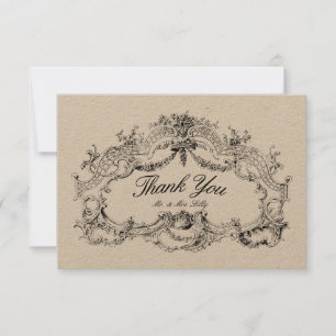 Antiker barocker Rokoko-Blumen-Laub-Altar-Rahmen Dankeskarte