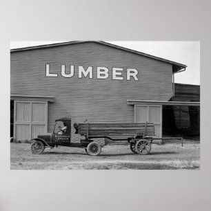 Antiker Bauholz-LKW: 1925 Poster