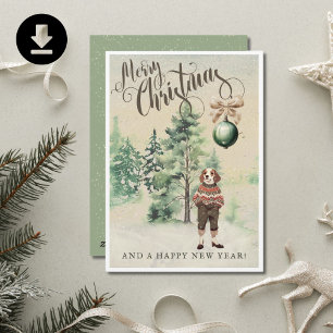 Antiker Beagle-Hund im Wasserfarbenstil Feiertagskarte