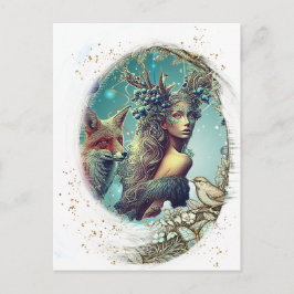 Antiker Bildrahmen mit Vögeln und Natur in Scrollf Postkarte