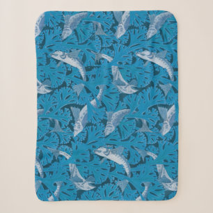 Antiker Blau Fisch & Seetang: Art Nouveau-Nautik Sherpadecke