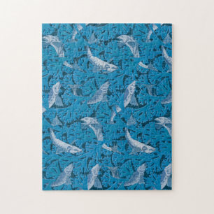 Antiker Blauer Fisch und Seetang: Art Nouveau-Mari