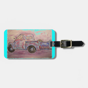 antiker blauer Patina-LKW Gepäckanhänger