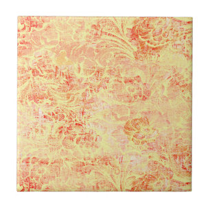 Antiker Blumen-Explosions-Look in hellgelber Textu Fliese