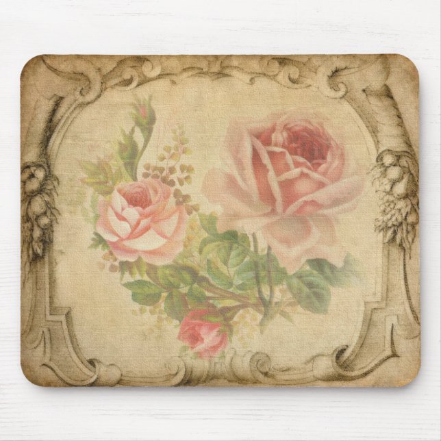 Antiker Blumen-Mauspad Mousepad (Vorne)