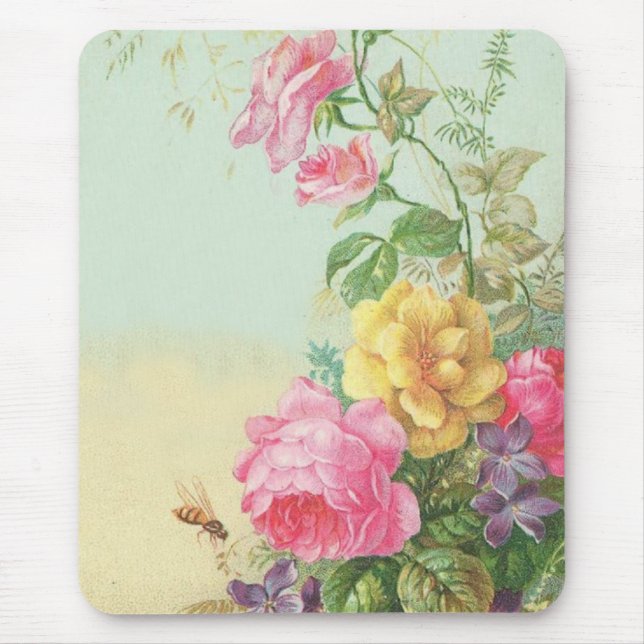 Antiker Blumen-Mauspad Mousepad (Vorne)