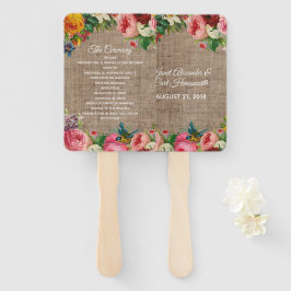 Antiker Blumen- und Jute-Hochzeitsprogramm-Fächer Fächer