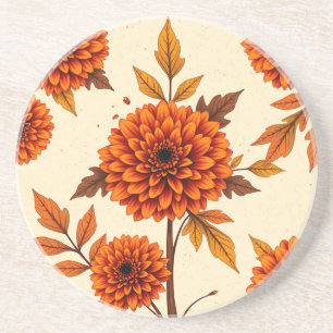 Antiker Blumenhintergrund mit Ringelblumen und Eic Getränkeuntersetzer