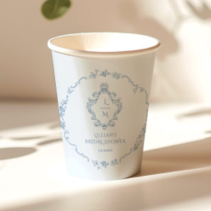 Antiker Blumenkranz Toile Something Blue Crest Pappbecher