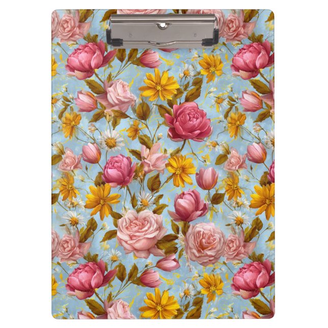 Antiker Blumenprint Klemmbrett (Vorderseite)