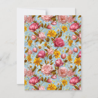 Antiker Blumenprint Postkarte