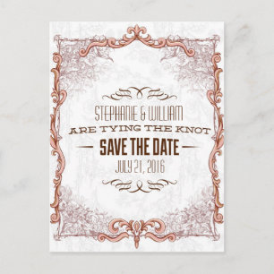 Antiker Blumenrahmen Save-the-Date Ankündigungspostkarte