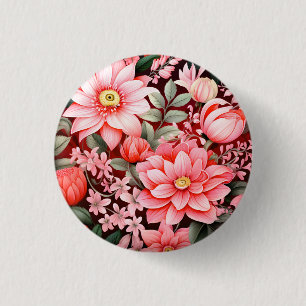 Antiker Botanischer Blütenreicher Blumengarten Button