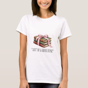 Antiker Bücherstapel mit rosa Schleife - Dunkel T-Shirt