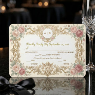 Antiker Cherub Engel Ornamentaler Rokoko-Rahmen RSVP Karte