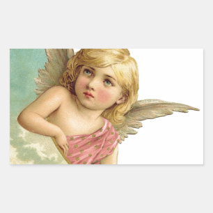 Antiker Cherub und zunehmender Mond Rechteckiger Aufkleber