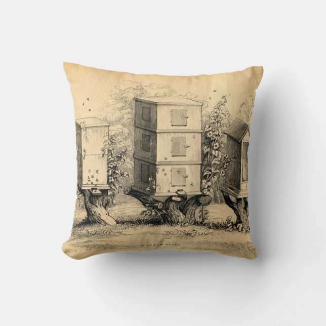 Antiker Chic Bienenzuchtdruck Kissen (Vorderseite)