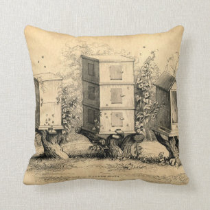 Antiker Chic Bienenzuchtdruck Kissen