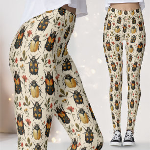 Antiker Cream-Dunkel-Akademie-Skarabäus-Käfer Leggings