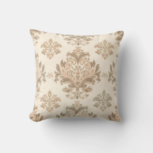 Antiker Damast Elegantes Beige Französischer Landh Kissen
