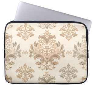 Antiker Damast Elegantes Beige Französischer Landh Laptopschutzhülle