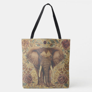 Antiker Elefant, Blumenmuster des antiken Elefante Tasche