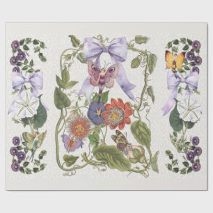 Antiker Feengarten Lila Schleife Passionsblume Geschenkpapier