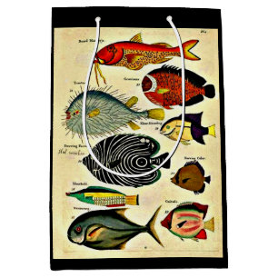 antiker Fischdruck Mittlere Geschenktüte