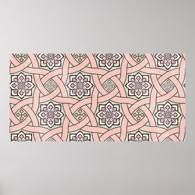 Antiker Fliesenhintergrund, nahtloses Pattern Poster (Vorne)