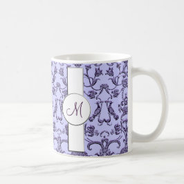 Antiker florentinischer Damast (Monogramm) (Lila) Kaffeetasse