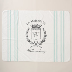 Antiker französischer Aqua-Ticking-Familienwappen- Sherpadecke