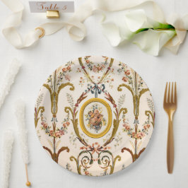 Antiker französischer Rokoko Flora Goldmedaille Pappteller