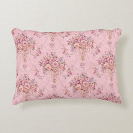 Antiker französischer Rosa Viktorianischer Blumens Dekokissen