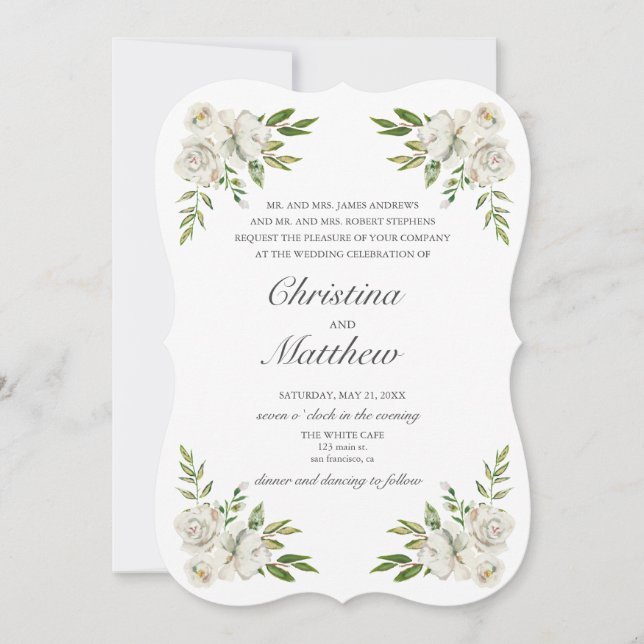 Antiker Garten Vintage Blume Hochzeit Einladung (Vorderseite)