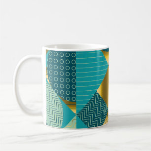 Antiker geometrischer Stoff, nahtloses Patchwork. Kaffeetasse