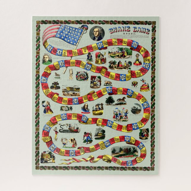 Antiker George-Washington-Schlangenspiel-Brettdruc (Vertikal)