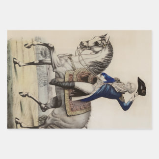 Antiker George Washington zu Pferd | USA 250 Geschenkpapier Set
