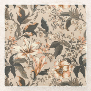 Antiker Glasuntersetzer mit Blumenmuster