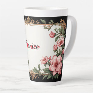Antiker Goldrahmen mit farbenfroher Pfingstrose Milchtasse