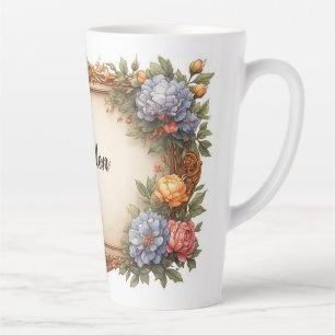 Antiker Goldrahmen mit farbenfroher Pfingstrose Milchtasse