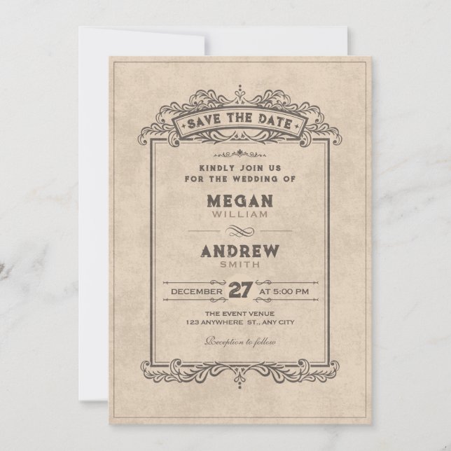 Antiker gotischer Bogen Save The Date (Vorderseite)