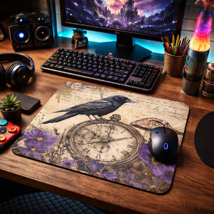 Antiker gotischer Rabe Mousepad