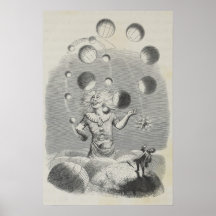 Antiker Grandville Spaß Astronomie Planet Juggling