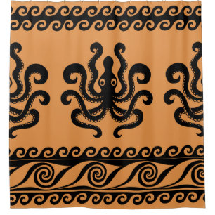 Antiker griechischer Oktopus, Wellenmuster Duschvorhang