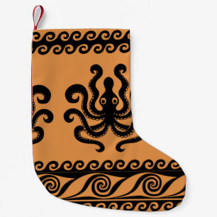 Antiker griechischer Oktopus, Wellenmuster Kleiner Weihnachtsstrumpf