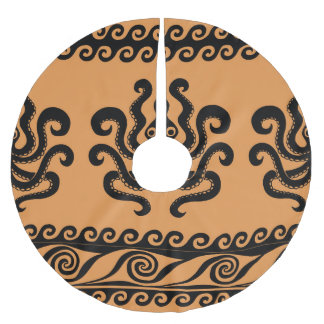 Antiker griechischer Oktopus, Wellenmuster Polyester Weihnachtsbaumdecke