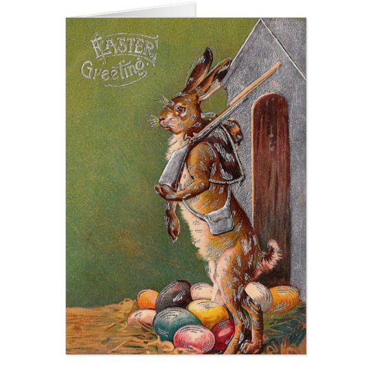 Antiker Häschen-Schutz-viktorianische Ostern-Karte Karte